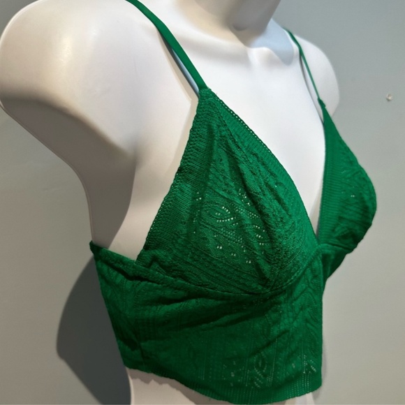 Aerie Green Alpine Cable Lace Longline Bralette Size Medium New with Tag - Picture 8 of 11